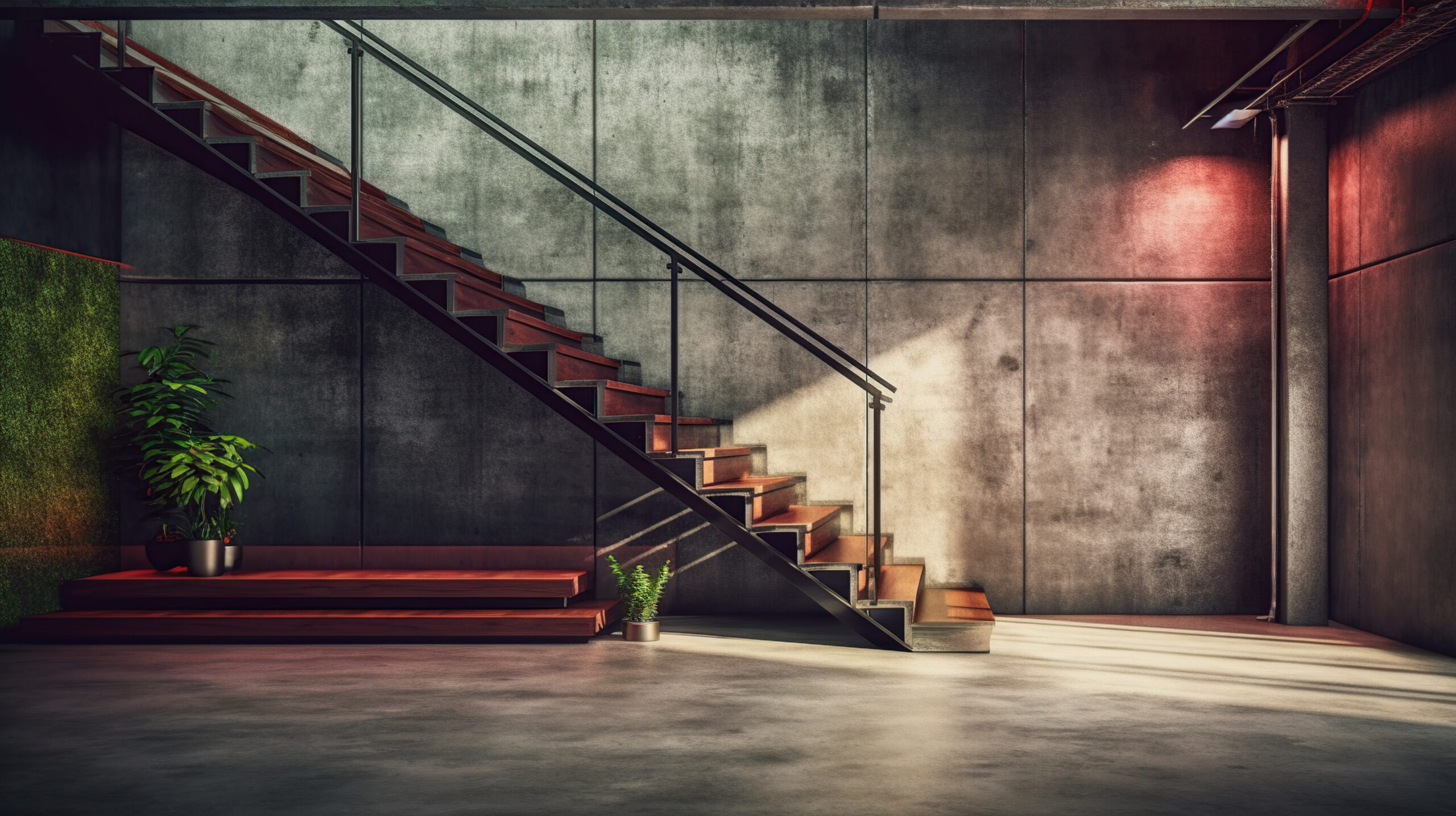 Metalen trap industrieel interieur
